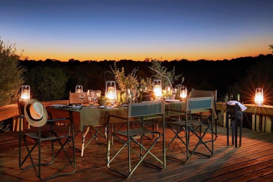 Dinner at Sky Beds / Bordering the Moremi Game Reserve, Khwai River and Chobe National Park